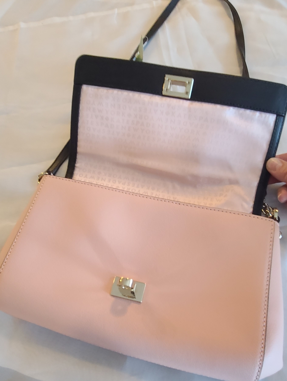 NWT Rare Limited Kate Spade Greer Mayfair Drive Bow Crossbody Bag Pink Black - Picture 7 of 16